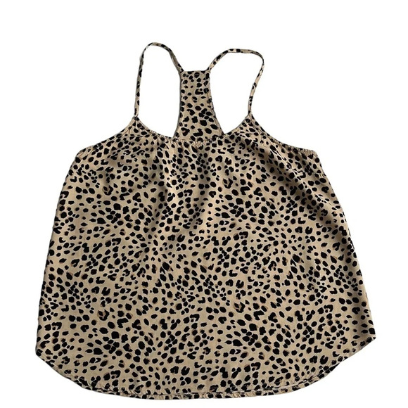 H & M Divided Camisole Sz 6 Beige Cheetah Print Y2K Slinky Animal Print Tank Top - Picture 3 of 7